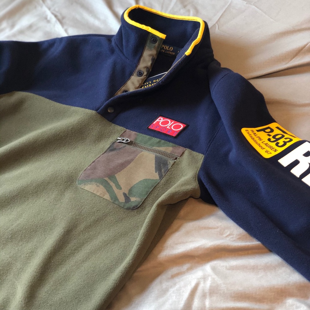 Multicolored RL Polo Fleece with Camo trim